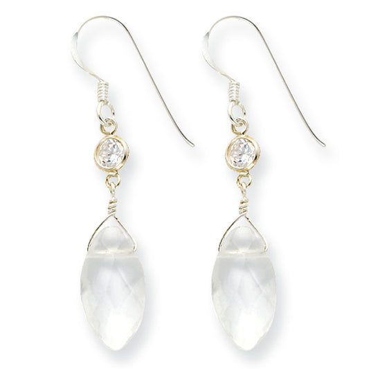 Sterling Silver Freshwater Cultured Pearl/Rock Quartz/CZ Earrings
