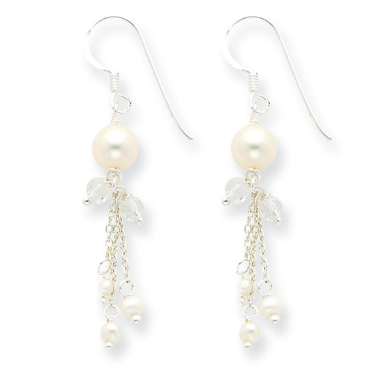 Sterling Silver Freshwater Cultured Pearl and Crystal Earrings