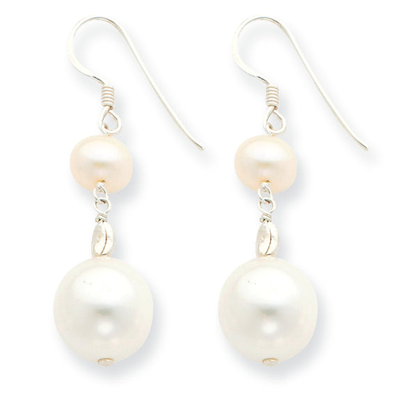 Sterling Silver Freshwater Cultured White & Simulated Pearl Earrings