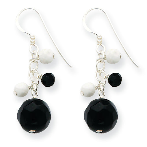 Sterling Silver Howlite & Onyx Earrings