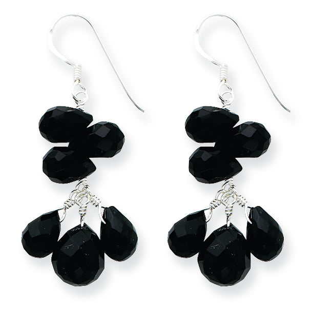 Sterling Silver Black Agate Teardrop Earrings