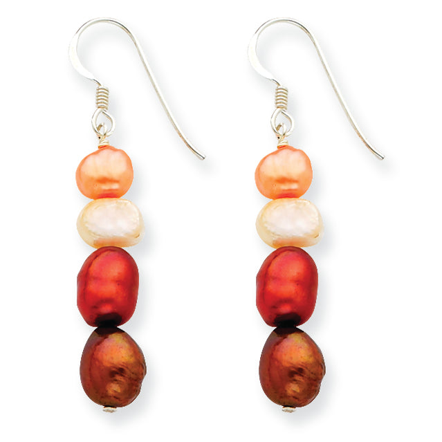 Sterling Silver Multi-Color Freshwater Cultured Pearl Earrings