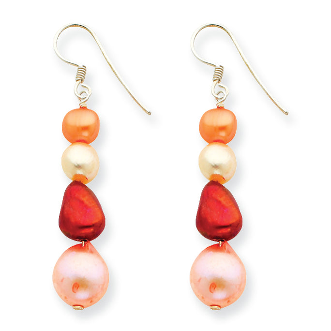Sterling Silver Freshwater Cultured Pearl Multi-Color Earrings