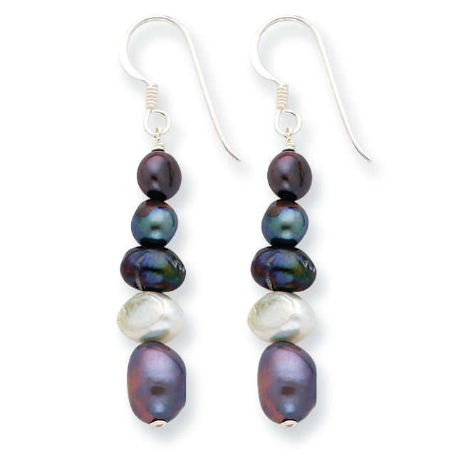 Sterling Silver Light Grey Crystal/Grey Cultured Pearl Earrings