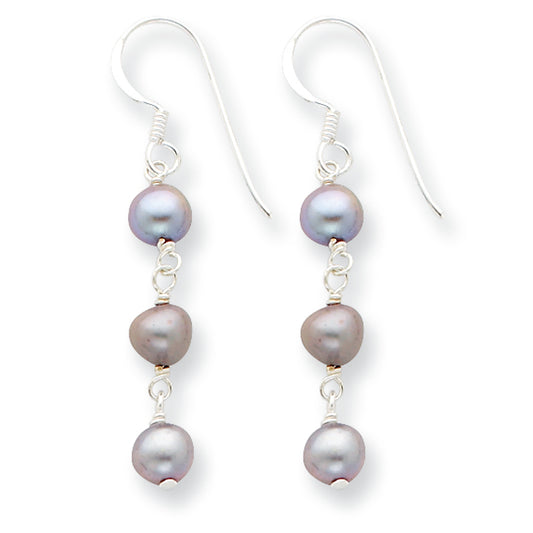 Sterling Silver Freshwater Cultured Grey Pearl Earrings