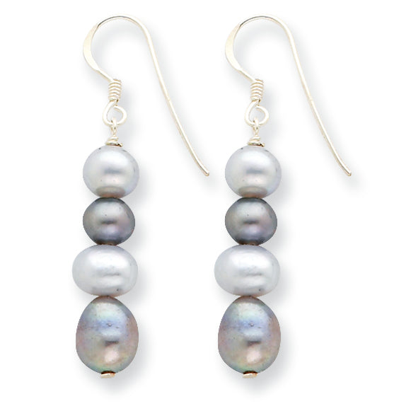 Sterling Silver White & Grey Freshwater Cultured Pearl Earrings