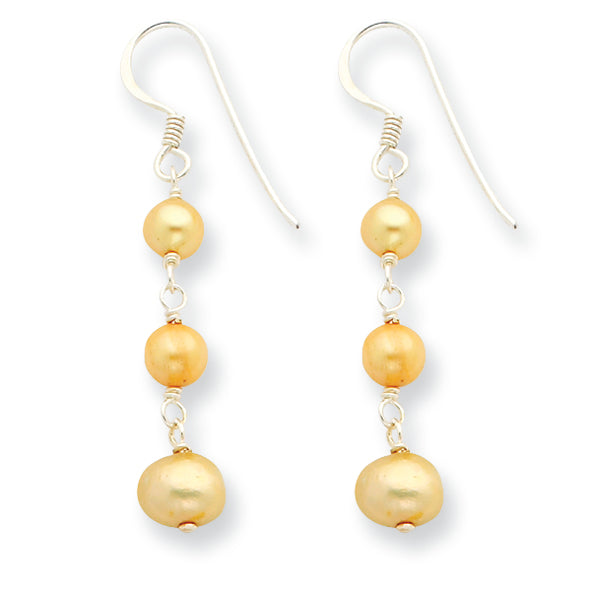 Sterling Silver Champagne Freshwater Cultured Pearl Earrings