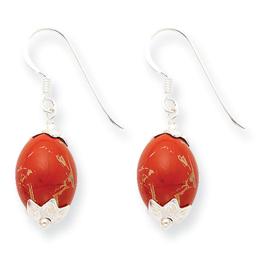 Sterling Silver Red Jasper Antiqued Earrings