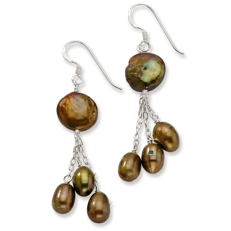 Sterling Silver Brown Freshwater Cultured Pearl Earrings