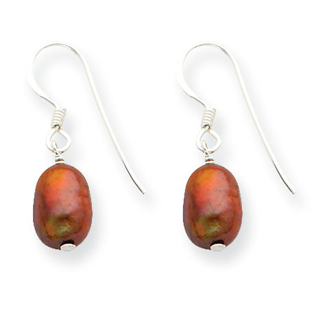 Sterling Silver Brown Freshwater Cultured Pearl Earrings