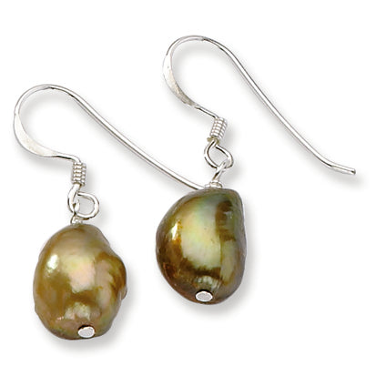 Sterling Silver Golden Freshwater Cultured Pearl Earrings
