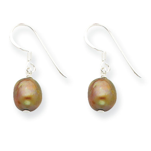 Sterling Silver Olivine Cultured Pearl Earrings