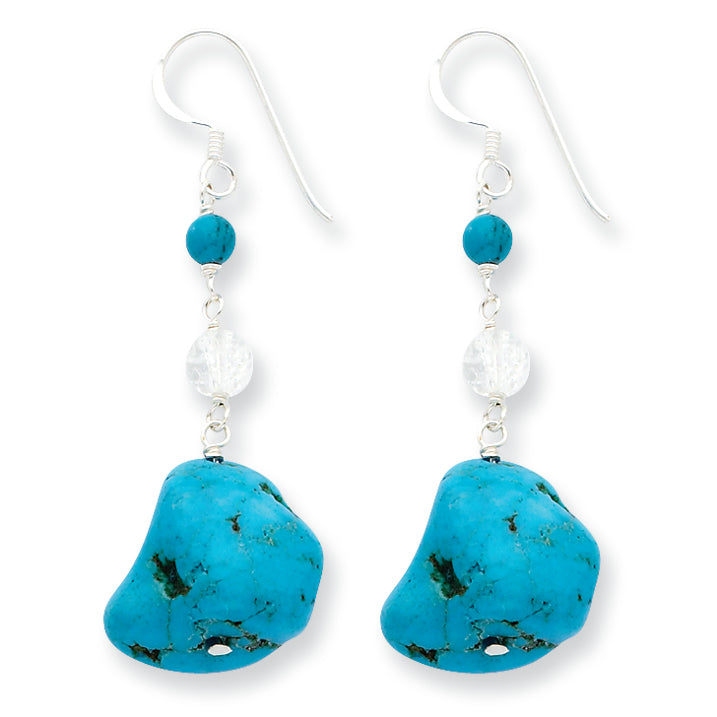 Sterling Silver Turquoise/Crackle Crystal Earrings