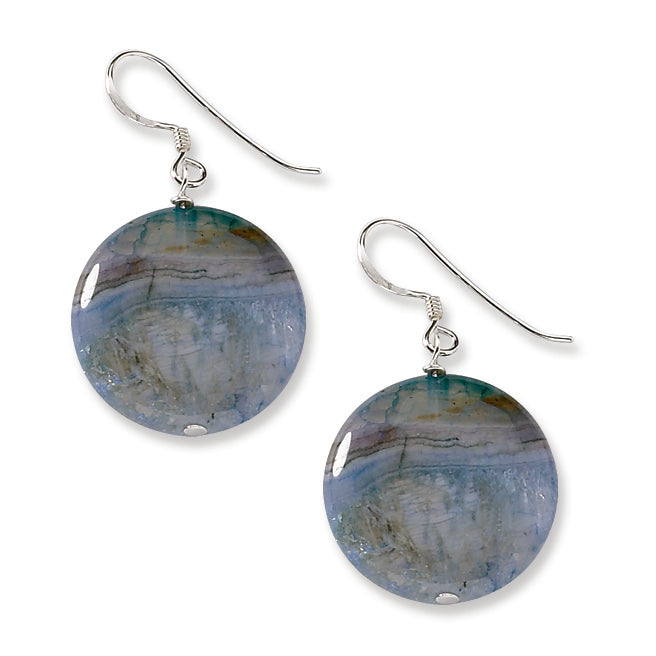 Sterling Silver Blue Agate Earrings