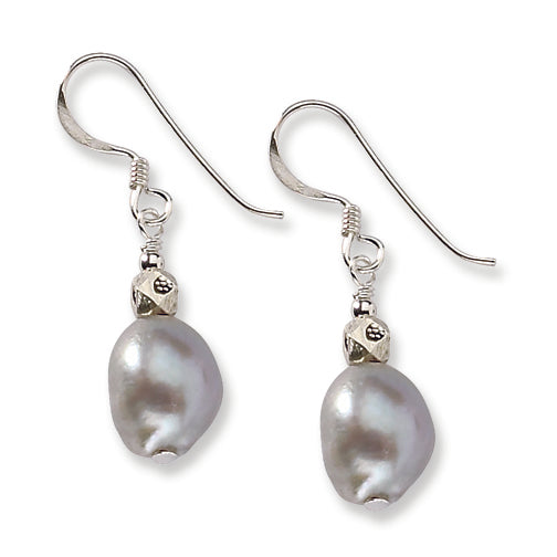 Sterling Silver Light Grey Freshwater Cultured Pearl Earrings