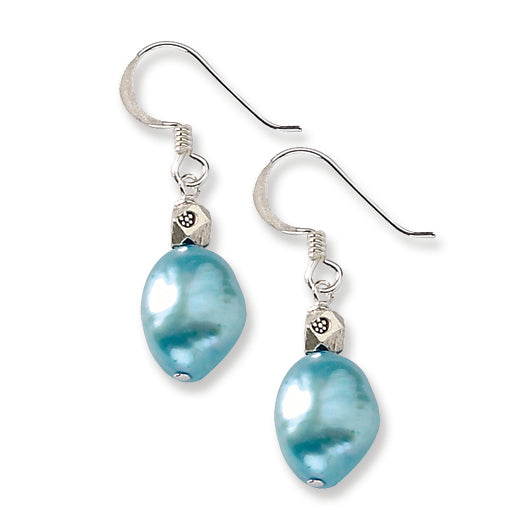 Sterling Silver Light Blue Freshwater Cultured Pearl Earrings