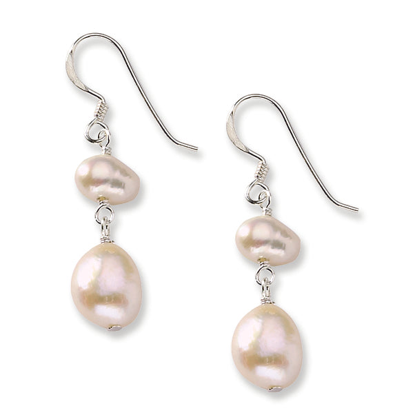 Sterling Silver White Freshwater Cultured Pearl Earrings