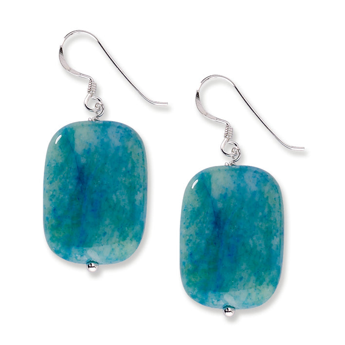 Sterling Silver Blue Stabilized Stone Earrings