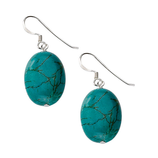 Sterling Silver Dyed Blue Howlite Dangle Earrings