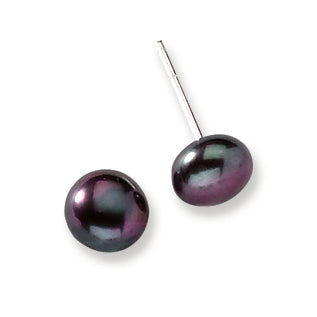 Sterling Silver 7-7.5mm Brown Freshwater Cultured Pearl Post Earrings