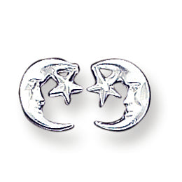 Sterling Silver Moon & Star Mini Earrings