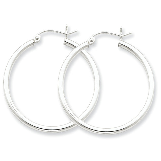 Sterling Silver 2mm Round Hoop Earrings