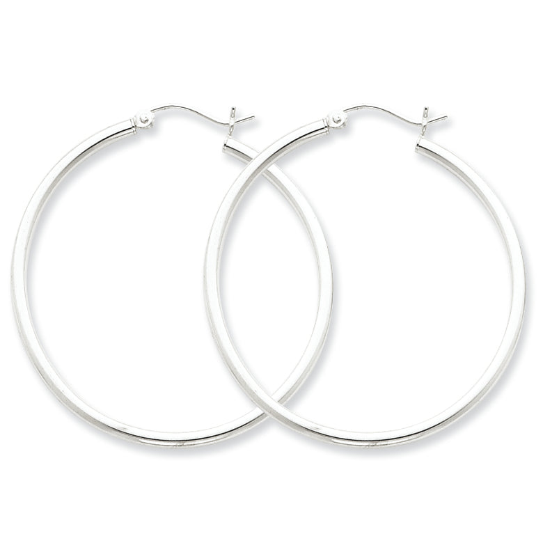 Sterling Silver 2mm Round Hoop Earrings