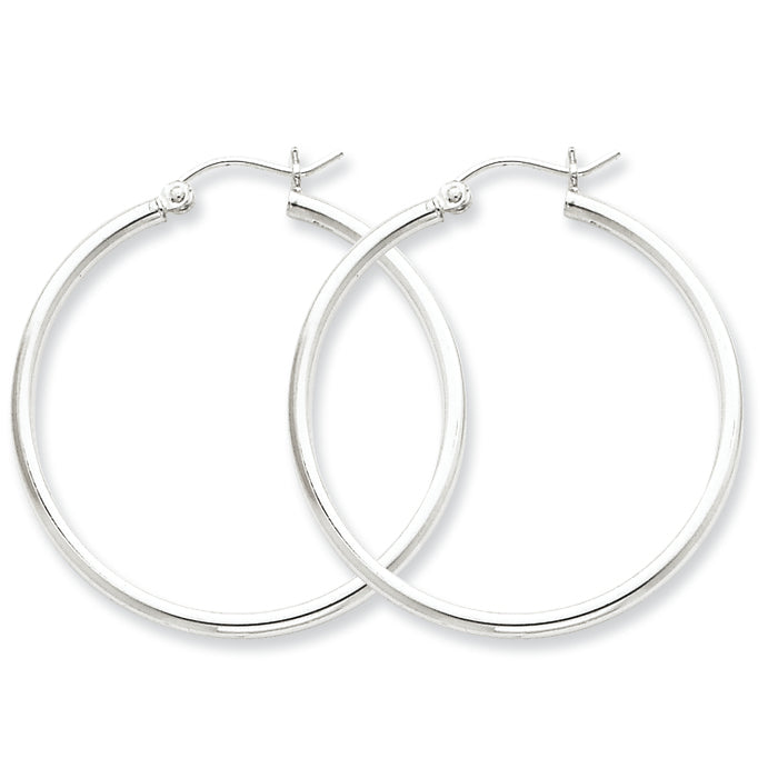 Sterling Silver 2mm Round Hoop Earrings