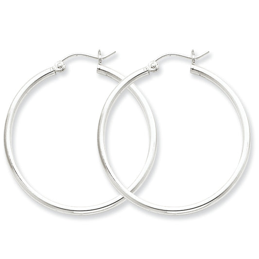 Sterling Silver 2mm Round Hoop Earrings