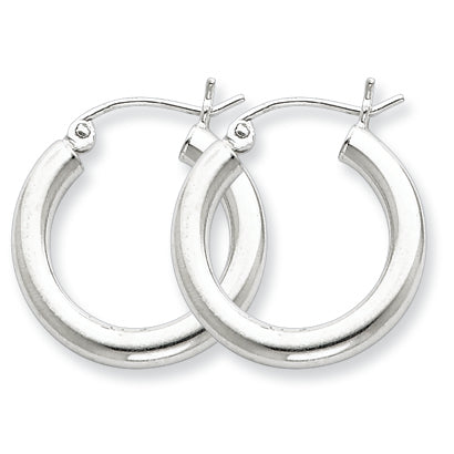 Sterling Silver 3mm Round Hoop Earrings