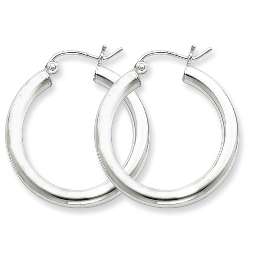 Sterling Silver 3mm Round Hoop Earrings