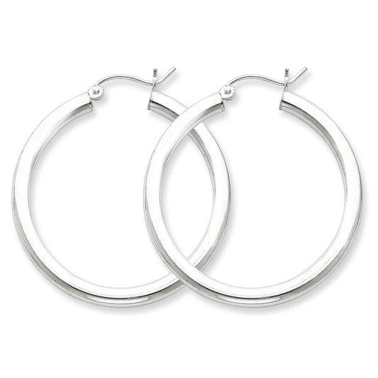 Sterling Silver 3mm Round Hoop Earrings