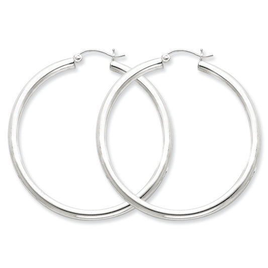 Sterling Silver 3mm Round Hoop Earrings