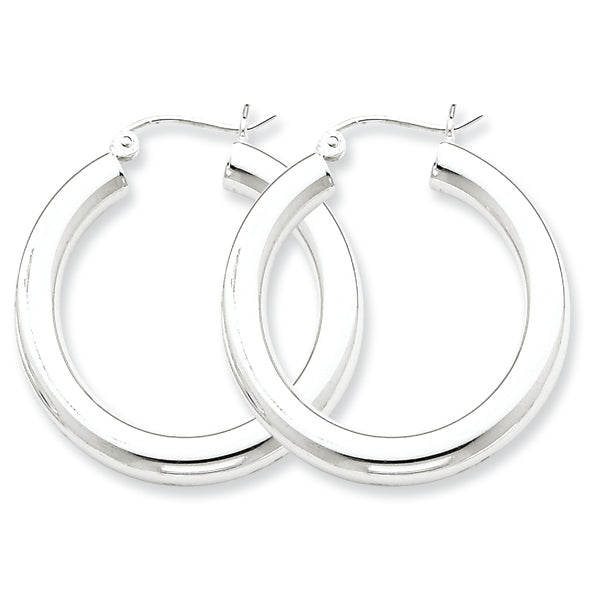 Sterling Silver 4mm Round Hoop Earrings