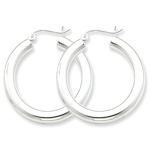 Sterling Silver 4mm Round Hoop Earrings