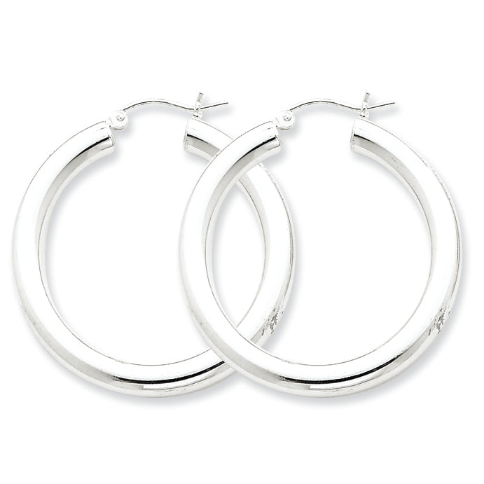 Sterling Silver 4mm Round Hoop Earrings