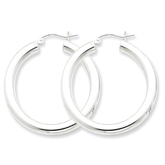 Sterling Silver 4mm Round Hoop Earrings