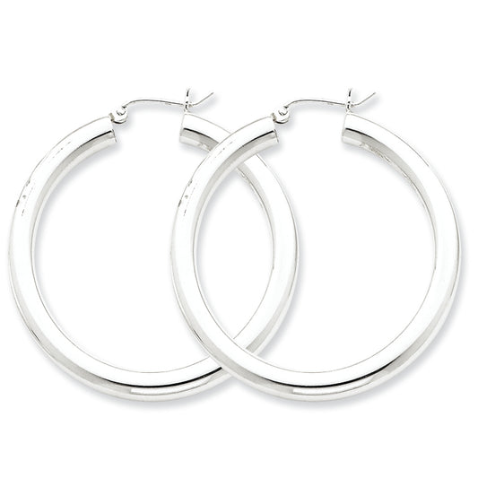 Sterling Silver 4mm Round Hoop Earrings