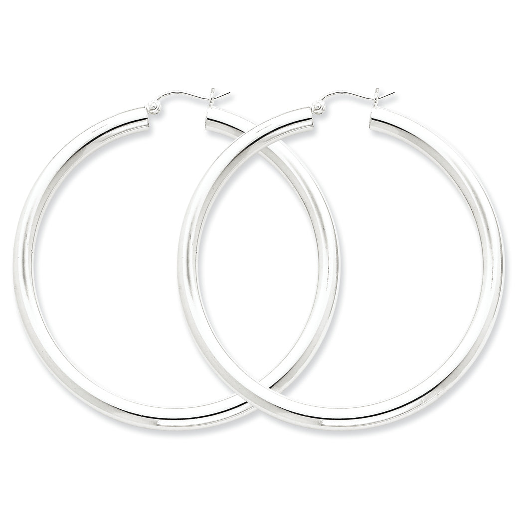 Sterling Silver 4mm Round Hoop Earrings