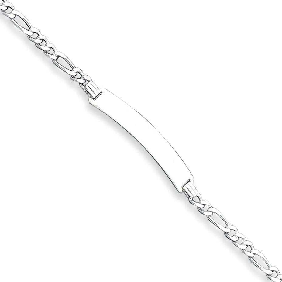 Sterling Silver ID Figaro Link Bracelet 7 Inches