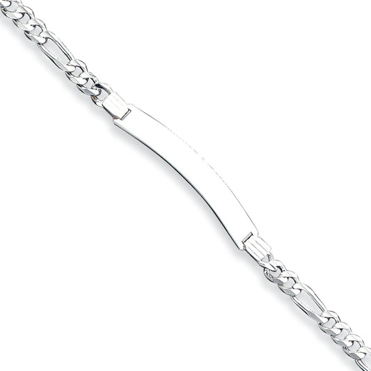 Sterling Silver ID Figaro Link Bracelet 8 Inches