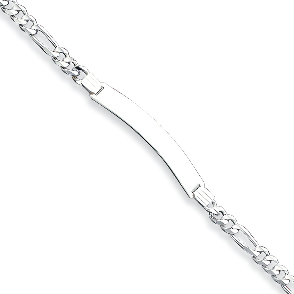 Sterling Silver ID Figaro Link Bracelet 8 Inches