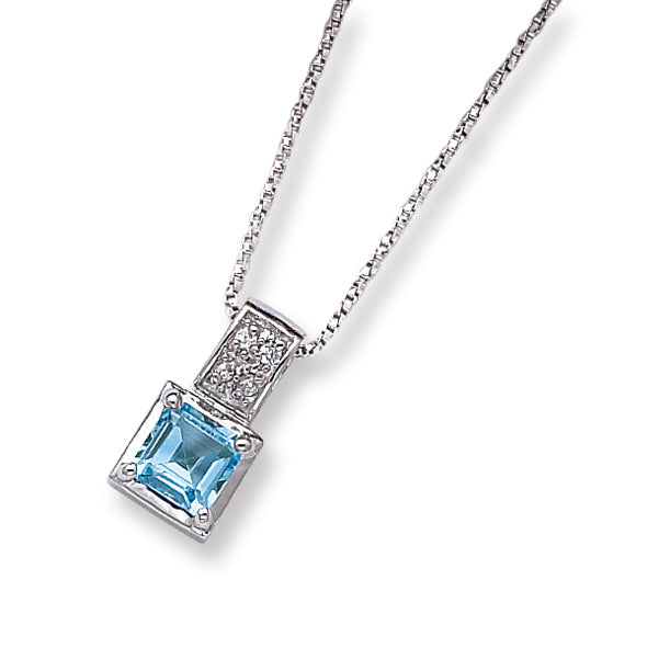 Sterling Silver Light Blue CZ on 18 Chain Necklace