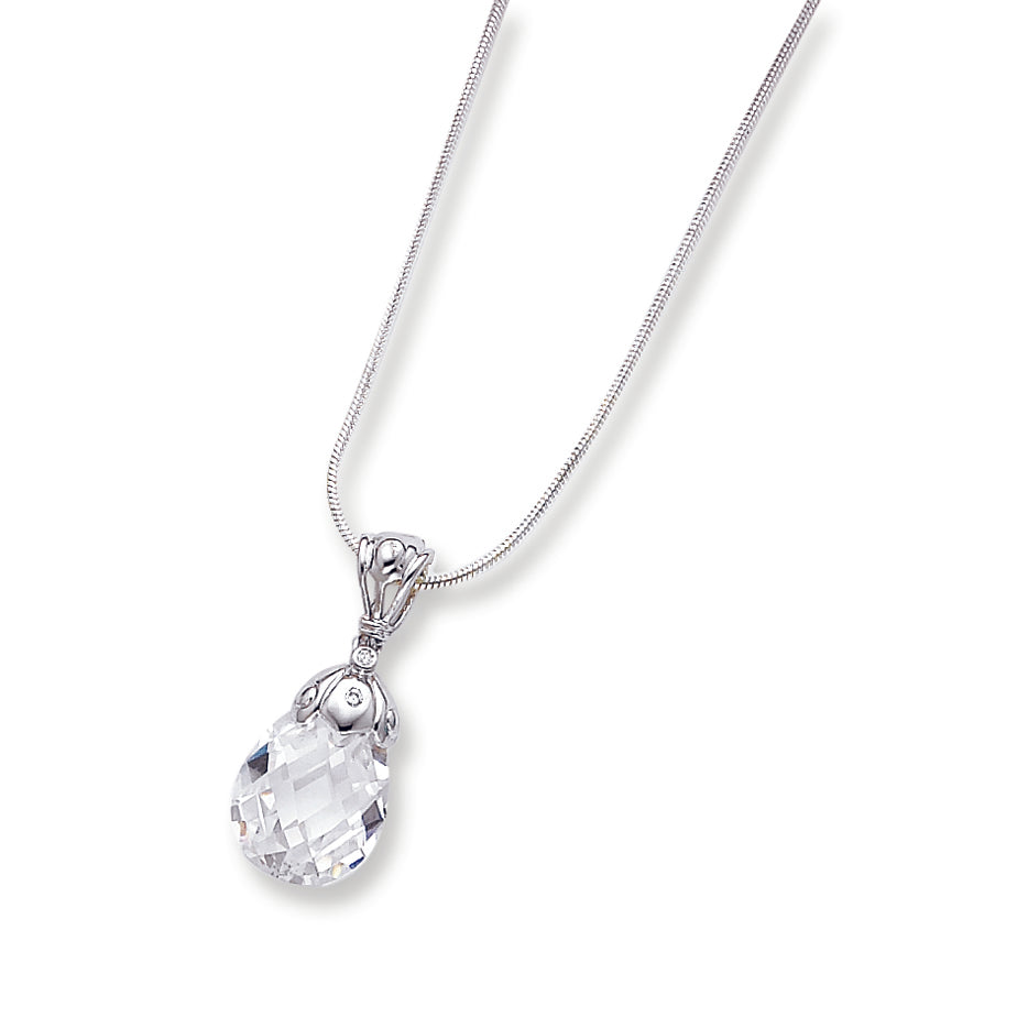 Sterling Silver Clear CZ Pendant on 18 Chain Necklace