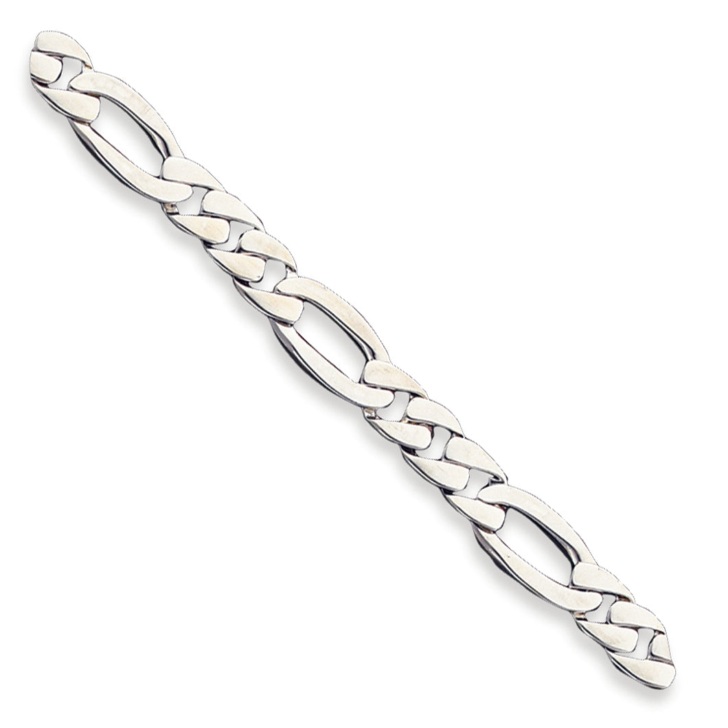 Sterling Silver 9.5mm Figaro Link Bracelet 8.5 Inches