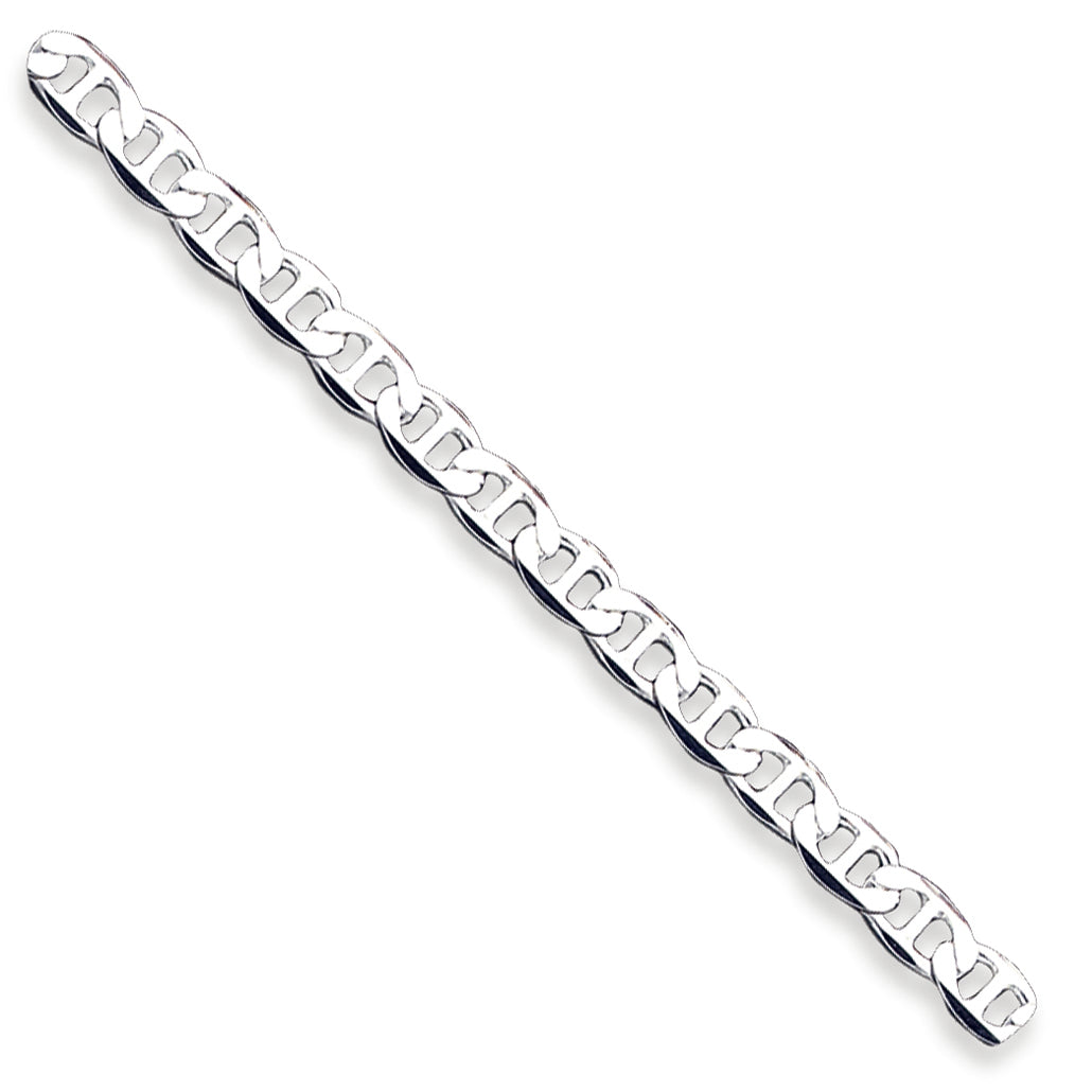 Sterling Silver 6.25mm Flat Anchor Link Bracelet 7 Inches