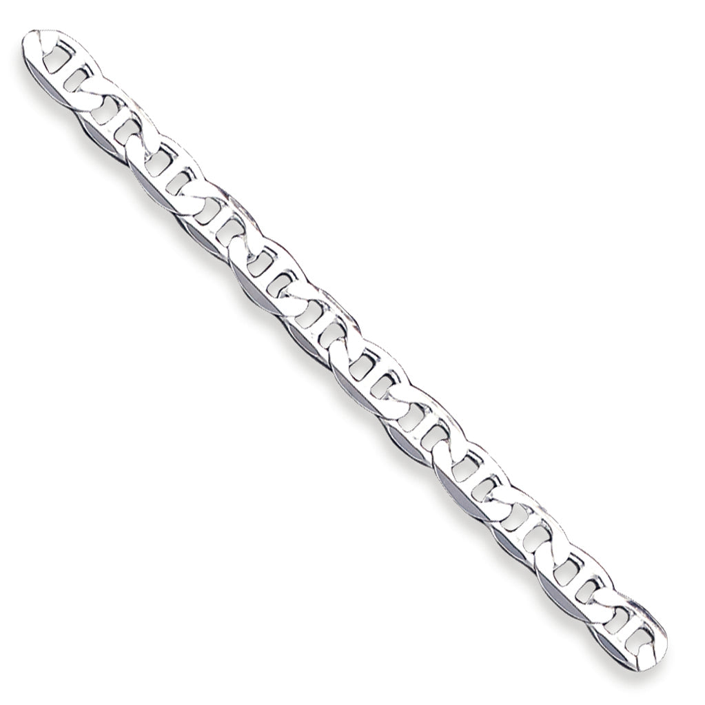 Sterling Silver 7mm Flat Anchor Link Bracelet 7 Inches