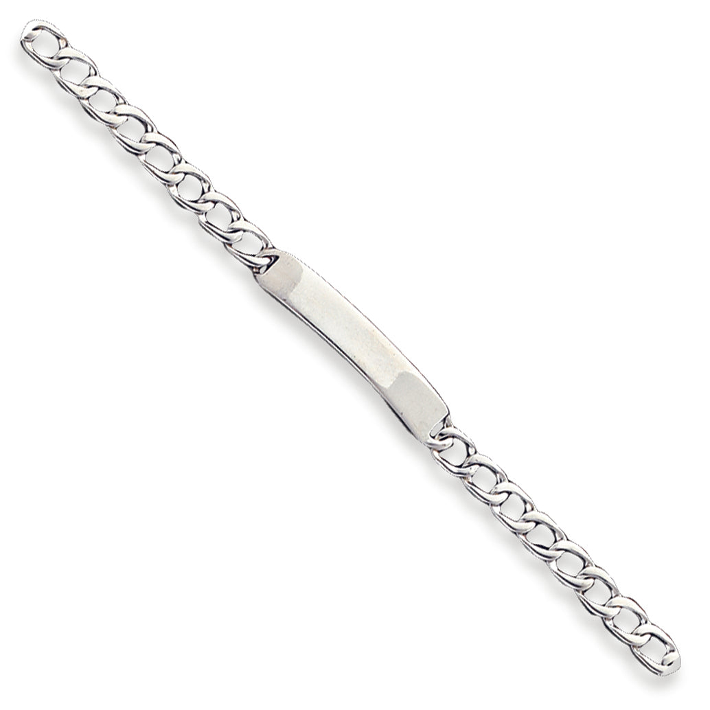 Sterling Silver Small ID Plate, Curb Link Bracelet 7.25 Inches
