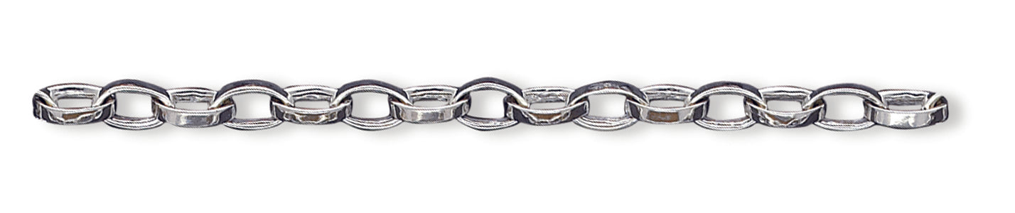 Sterling Silver 8.25inch Polished Oval Flat Link Bracelet 8.25 Inches