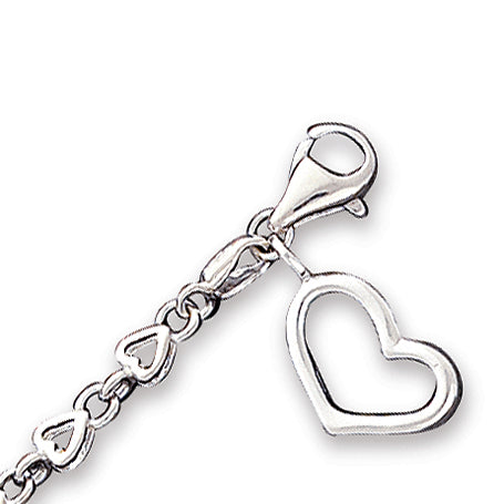 Sterling Silver 10inch Solid Polished Fancy Heart Link Anklet 10 Inches